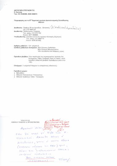 Πληροφορίες για το 87ο δημοτικό σχολείο διαπολιτισμικής εκπαίδευσης Αθηνών