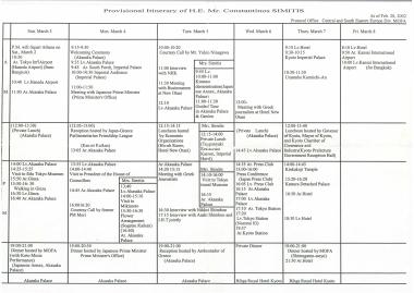 Provisional itinerary of H.E. Mr. Constantinos Simitis