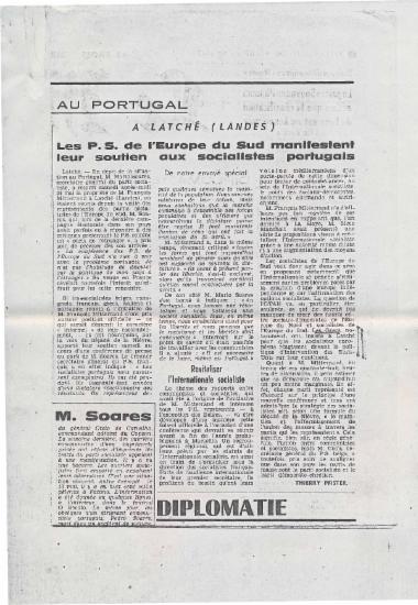 Au Portugal: A Latche (Landes) Les P.S. de l'Europe du Sud manifestent leur soutien aux socialistes portugais