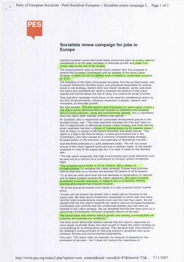 Socialist renew campaign for jobs in Europe