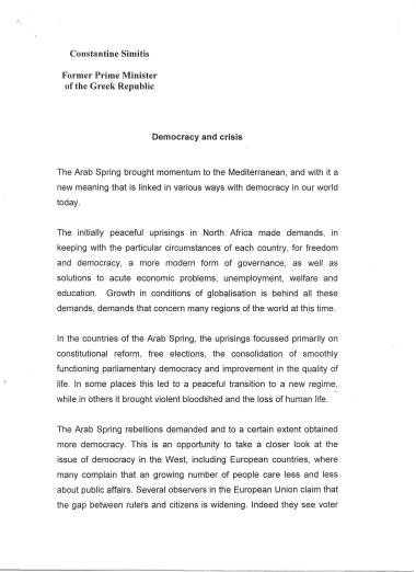 Democracy and crisis