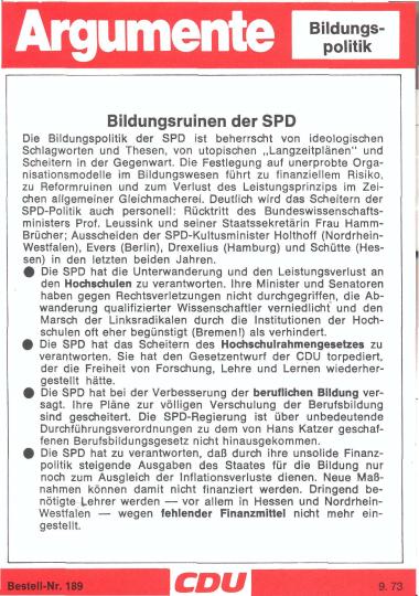 Bildungsruinen der SPD- Die Bildungspolitik der CDU