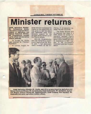 Minister returns