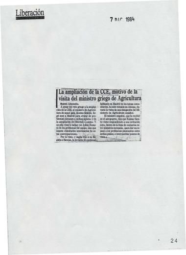 La ampliación de la CEE, motivo de la visita del ministro griego de Agricultura