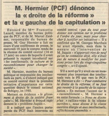 M. Hermier (PCF) dénonce la droite de la réforme et la gauche de la capitulation