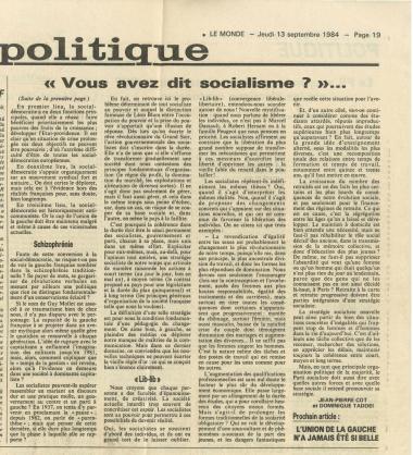 Vous avez dit socialisme?