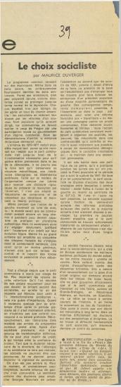 Le choix socialiste