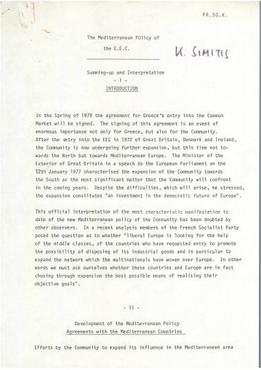 The Mediterranean Policy of the E.E.C.