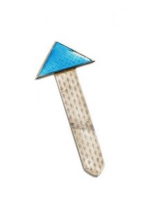 Silver bookmark with triangular blue section