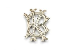 Brooch, silver pin with monogram 