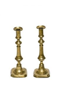 Pair of brass candlesticks for Shabbat.