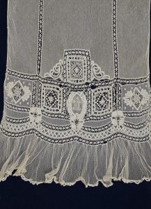 White cotton tulle with lace, belonged to Esther Modiano.