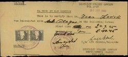 Certificate from the district health office, Tel Aviv, belong to Ines Sadok, 24/ix/45.