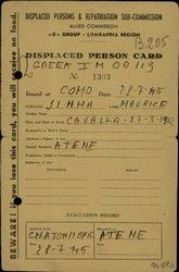 ID card : displaced person card, Como 28/7/45, bel. to Maurice Simha.