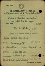 Hospitalization cards of Maurice Simha.