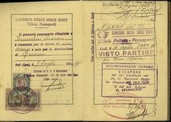 Italian Passport No.33187, of Lucia Jerusalmi, Rhodes, 17 August 1928.