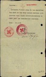 Red Cross search document, Simha M. for Pelop. Tezapsides, 22/9/44.