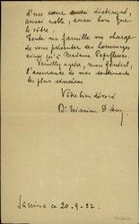 Letter addressed by Nissim Levi of Ioannina to Gen. Papaflessa, 20/9/1922.