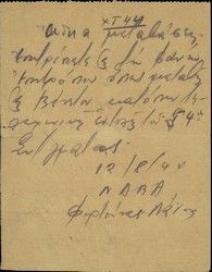 Note, handwritten by commander of headquarters, permission of passage for Fanny Epitropou, 31/07/1944, 12/08/44.