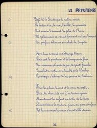 Notebook, poems in French written by Henry Sciaki, age 14, born: Thessaloniki on 5 June 1926, dep to Auschwitz, age 16 died: Dachau age 19.