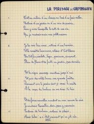 Notebook, poems in French written by Henry Sciaki, age 14, born: Thessaloniki on 5 June 1926, dep to Auschwitz, age 16 died: Dachau age 19.