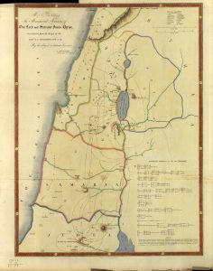 Coloured map of Judea, Samaria and Galilee.