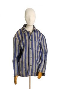 Grey wool with blue stripes, uniform of Dachau concentration camp.