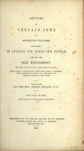 Letters of Certain Jews to Monsieur Voltaire