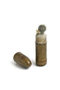 Lighter for cigarettes, metal, with petrol compartment and wick, in lipstick shape