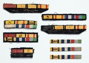 Ribbon medal bars (9 pieces, a - i) belonged to David Edgar Allalouf (1918 - 2003).