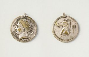 Silver-plated medal (unidentified), used as pendant