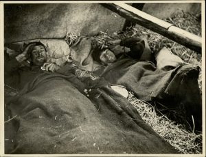 Celle (?), exhausted prisoners at liberation.