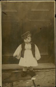 Telis Nachman in traditional costume for Purim.