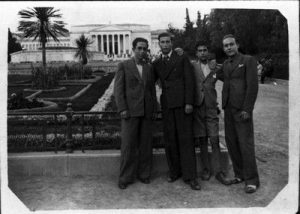 Photograph of four men at Zappeion