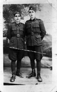 Photograph keepsake of two men from the army, property of Mrs. Joya Cohen.