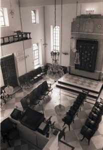 The Synagogue of Volos, view of the interior from the women's balcony.