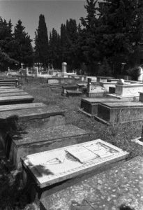 The Cemetery of Volos, view of various tombstones.