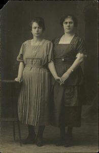 Two women, R. Politou on left, Volos.