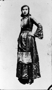 Photograph, modern copy, of a girl in traditional costume of Thessalie.