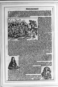 Woodcut, page from Nuremburg Chronicles.