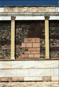 The Sardis Synagogue in Turkey. Detail from the decoration of a wall.