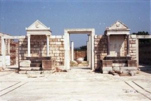 The Sardis Synagogue in Turkey. Detail from an entrance.