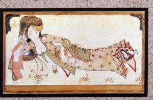 Print of a turkish woman wearing Entari.