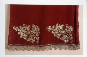 Gold embroidered sleeves of a silk bridal chemise of a female costume from Skiros.