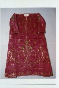 Bridal silk dress from altar, gold-embroidered, Bursa.