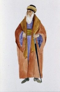 Watercolour of Jewish costume by N. Stavroulakis.