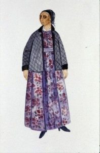 Watercolour of Jewish costume by N. Stavroulakis.