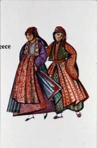 Watercolour of Jewish costume by N. Stavroulakis.