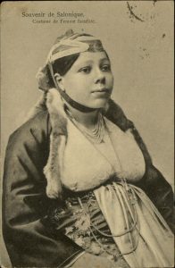 A Jewess wearing a traditional jewish costume.
