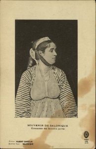 Jewess wearing the characteristic Sephardic costume.